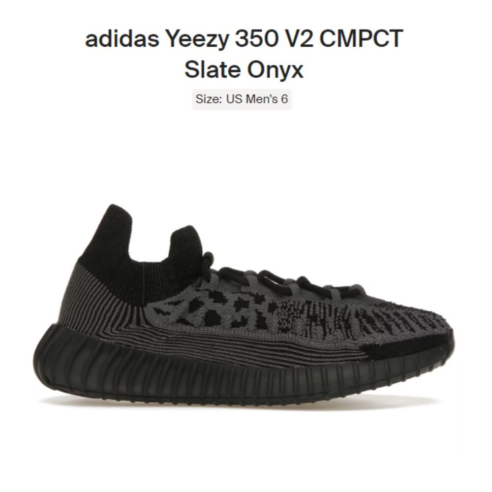 SIZE 6 / 7W - Adidas Yeezy 350 V2 CMPCT Slate Onyx - IG9606 - AUTHENTIC NEW!